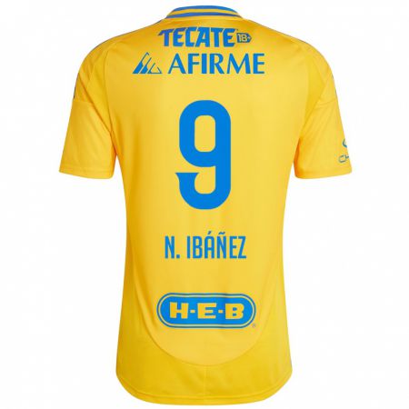 Kandiny Gyermek Nicolás Ibáñez #9 Arany Sárga Hazai Jersey 2024/25 Mez Póló Ing