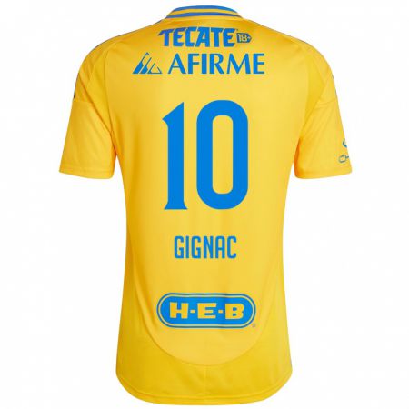 Kandiny Gyermek André-Pierre Gignac #10 Arany Sárga Hazai Jersey 2024/25 Mez Póló Ing