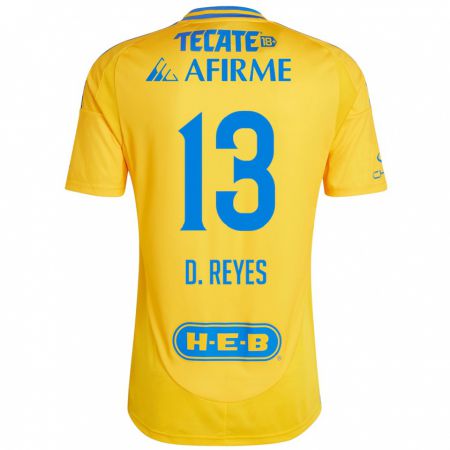 Kandiny Gyermek Diego Reyes #13 Arany Sárga Hazai Jersey 2024/25 Mez Póló Ing