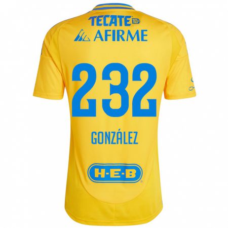 Kandiny Gyermek César González #232 Arany Sárga Hazai Jersey 2024/25 Mez Póló Ing