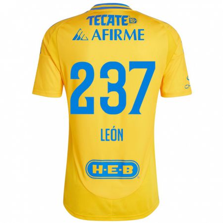 Kandiny Gyermek Gabriel León #237 Arany Sárga Hazai Jersey 2024/25 Mez Póló Ing