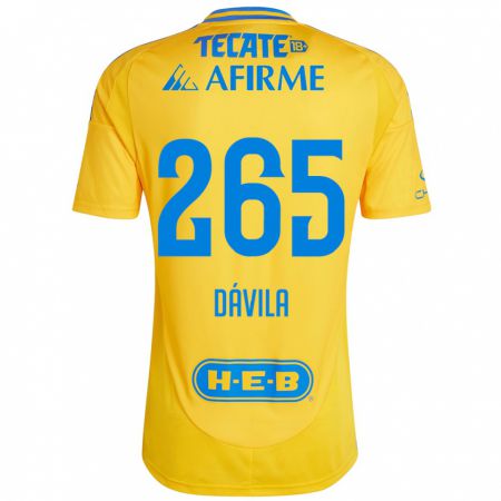 Kandiny Gyermek Emiliano Dávila #265 Arany Sárga Hazai Jersey 2024/25 Mez Póló Ing