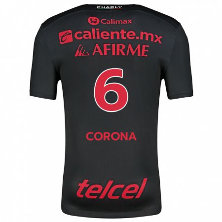 Kandiny Gyermek Joe Corona #6 Fekete Piros Hazai Jersey 2024/25 Mez Póló Ing