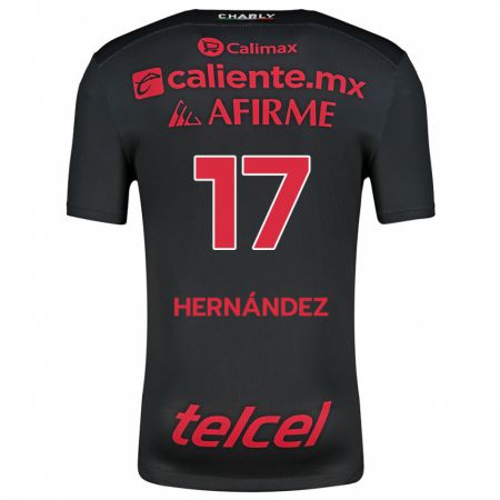 Kandiny Gyermek Rubén Hernández #17 Fekete Piros Hazai Jersey 2024/25 Mez Póló Ing