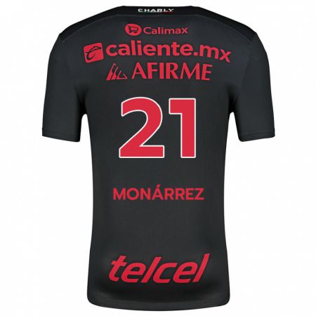 Kandiny Gyermek Fernando Monárrez #21 Fekete Piros Hazai Jersey 2024/25 Mez Póló Ing