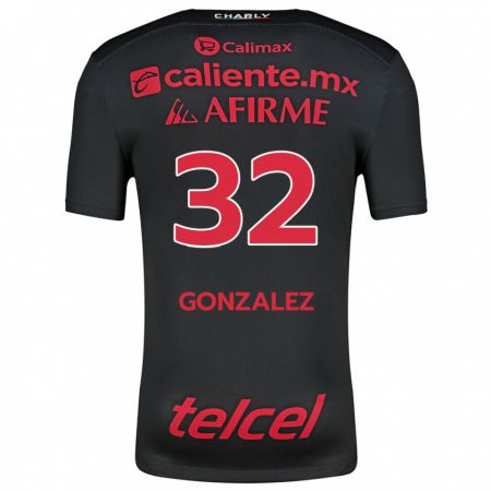 Kandiny Gyermek Carlos González #32 Fekete Piros Hazai Jersey 2024/25 Mez Póló Ing