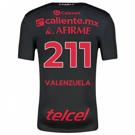 Kandiny Gyermek Aldieri Valenzuela #211 Fekete Piros Hazai Jersey 2024/25 Mez Póló Ing