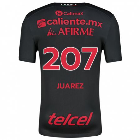 Kandiny Gyermek José Juárez #207 Fekete Piros Hazai Jersey 2024/25 Mez Póló Ing