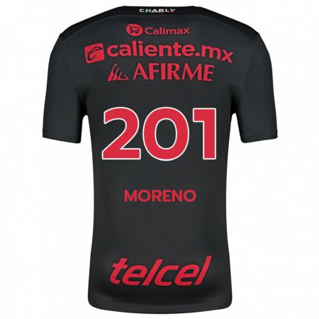 Kandiny Gyermek Jesús Moreno #201 Fekete Piros Hazai Jersey 2024/25 Mez Póló Ing