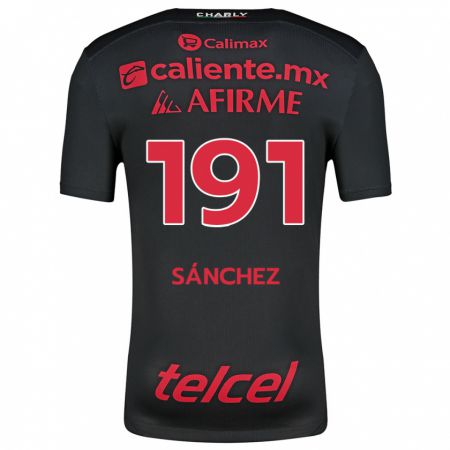 Kandiny Gyermek Diego Sánchez #191 Fekete Piros Hazai Jersey 2024/25 Mez Póló Ing