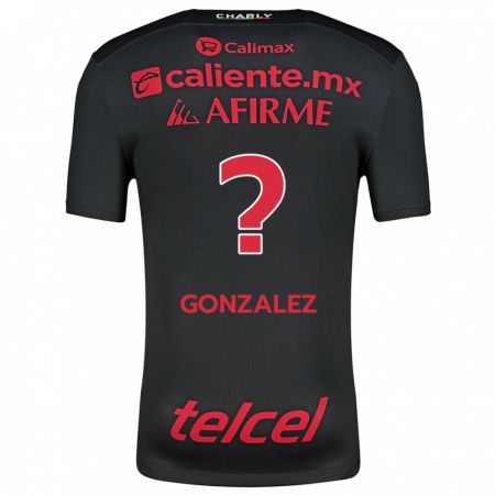 Kandiny Gyermek Óscar González #0 Fekete Piros Hazai Jersey 2024/25 Mez Póló Ing