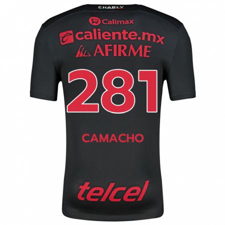 Kandiny Gyermek Javier Camacho #281 Fekete Piros Hazai Jersey 2024/25 Mez Póló Ing