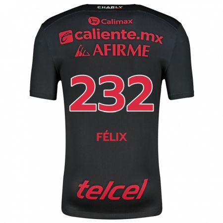 Kandiny Gyermek Erick Félix #232 Fekete Piros Hazai Jersey 2024/25 Mez Póló Ing