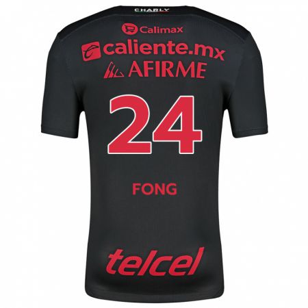 Kandiny Gyermek Michel Fong #24 Fekete Piros Hazai Jersey 2024/25 Mez Póló Ing