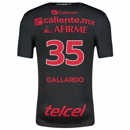 Kandiny Gyermek Gloriaisabel Gallardo #35 Fekete Piros Hazai Jersey 2024/25 Mez Póló Ing