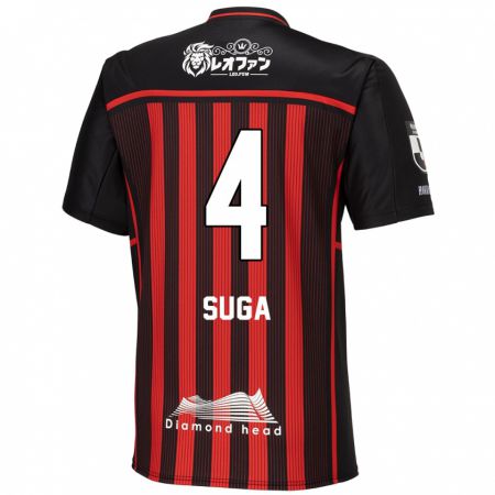 Kandiny Gyermek Daiki Suga #4 Piros Fekete Hazai Jersey 2024/25 Mez Póló Ing