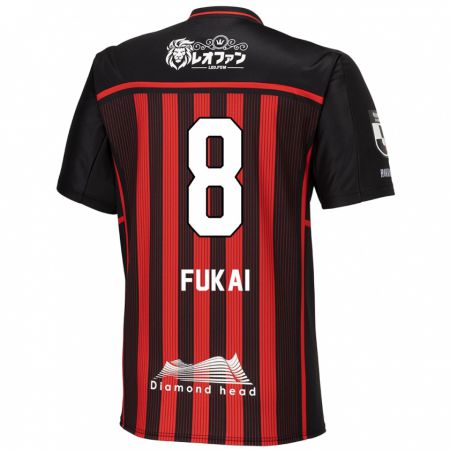 Kandiny Gyermek Kazuki Fukai #8 Piros Fekete Hazai Jersey 2024/25 Mez Póló Ing