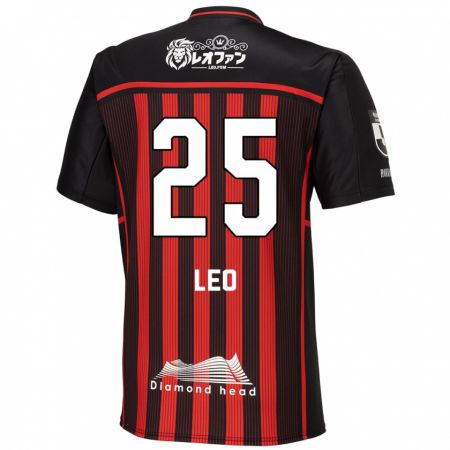 Kandiny Gyermek Leo Osaki #25 Piros Fekete Hazai Jersey 2024/25 Mez Póló Ing