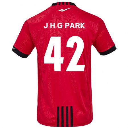 Kandiny Gyermek Jang Han-Gyeol Park #42 Piros Fekete Hazai Jersey 2024/25 Mez Póló Ing