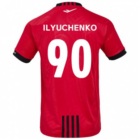 Kandiny Gyermek Stanislav Ilyuchenko #90 Piros Fekete Hazai Jersey 2024/25 Mez Póló Ing