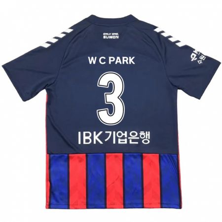 Kandiny Gyermek Cheol-Woo Park #3 Kék Piros Hazai Jersey 2024/25 Mez Póló Ing