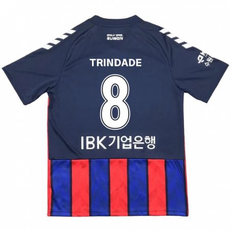 Kandiny Gyermek Matheus Trindade #8 Kék Piros Hazai Jersey 2024/25 Mez Póló Ing