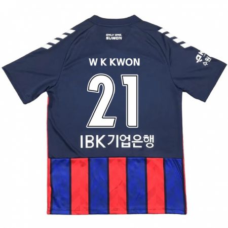 Kandiny Gyermek Kyung-Won Kwon #21 Kék Piros Hazai Jersey 2024/25 Mez Póló Ing