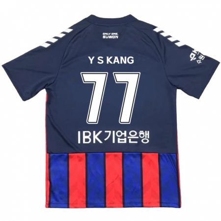 Kandiny Gyermek Sang-Yun Kang #77 Kék Piros Hazai Jersey 2024/25 Mez Póló Ing