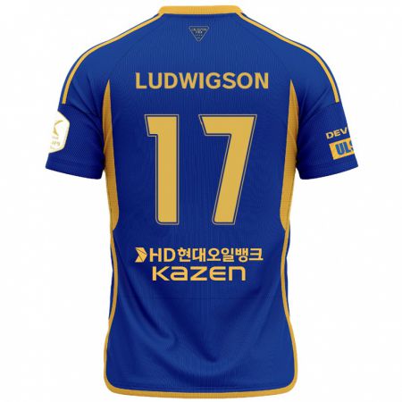 Kandiny Gyermek Gustav Ludwigson #17 Kék Sárga Hazai Jersey 2024/25 Mez Póló Ing