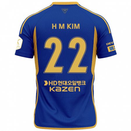 Kandiny Gyermek Min-Hyuk Kim #22 Kék Sárga Hazai Jersey 2024/25 Mez Póló Ing