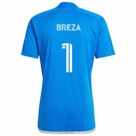 Kandiny Gyermek Sebastian Breza #1 Kék Fehér Hazai Jersey 2024/25 Mez Póló Ing