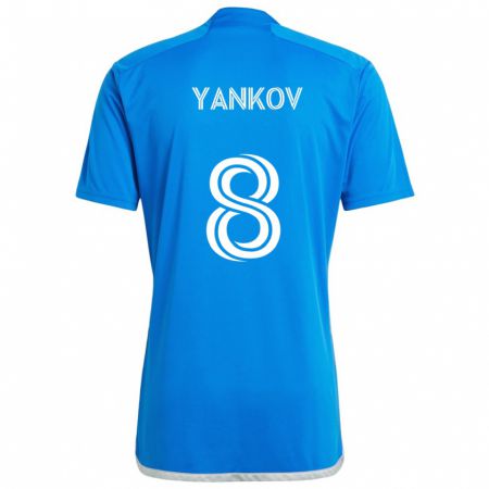 Kandiny Gyermek Dominik Yankov #8 Kék Fehér Hazai Jersey 2024/25 Mez Póló Ing