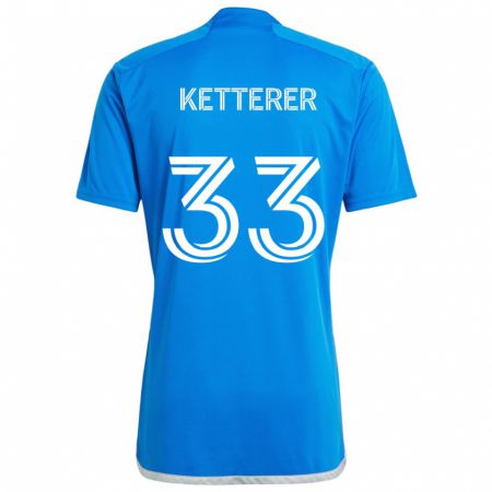 Kandiny Gyermek Logan Ketterer #33 Kék Fehér Hazai Jersey 2024/25 Mez Póló Ing