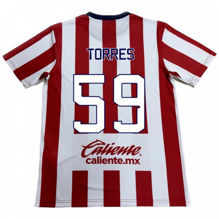 Kandiny Gyermek Christian Torres #59 Piros Fehér Hazai Jersey 2024/25 Mez Póló Ing