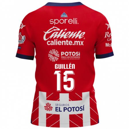 Kandiny Gyermek Daniel Guillén #15 Piros Fehér Hazai Jersey 2024/25 Mez Póló Ing