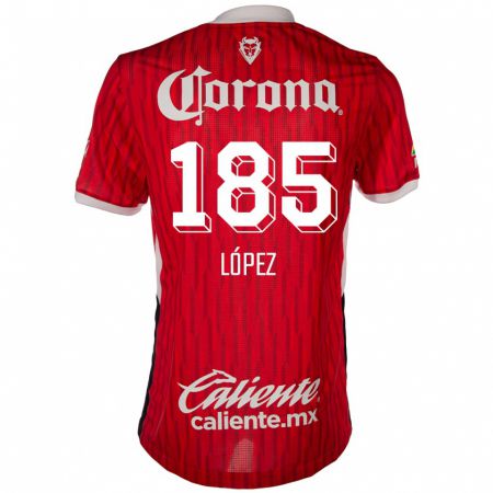 Kandiny Gyermek David López #185 Piros Fehér Hazai Jersey 2024/25 Mez Póló Ing