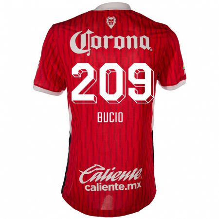 Kandiny Gyermek Sebastián Bucio #209 Piros Fehér Hazai Jersey 2024/25 Mez Póló Ing