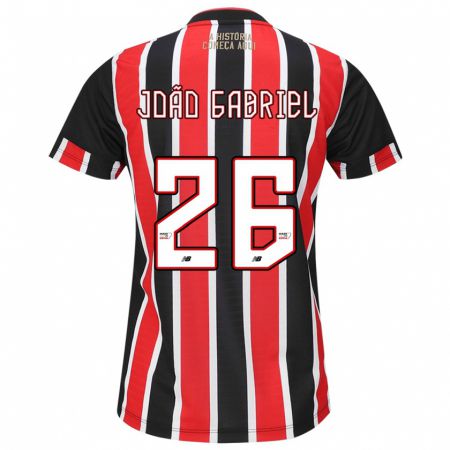 Kandiny Gyermek João Gabriel #26 Fekete Piros Fehér Idegenbeli Jersey 2024/25 Mez Póló Ing