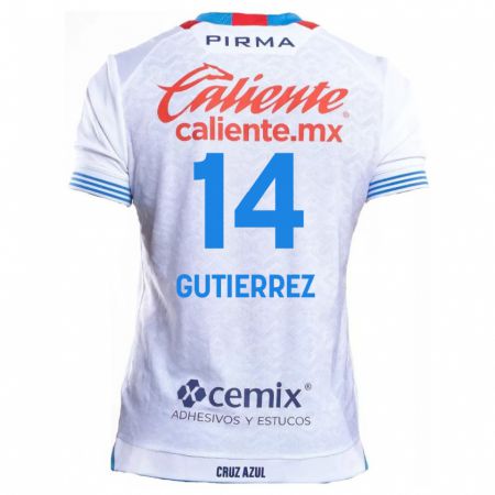 Kandiny Gyermek Alexis Gutiérrez #14 Fehér Kék Idegenbeli Jersey 2024/25 Mez Póló Ing