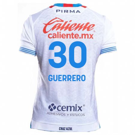 Kandiny Gyermek Rafael Guerrero #30 Fehér Kék Idegenbeli Jersey 2024/25 Mez Póló Ing