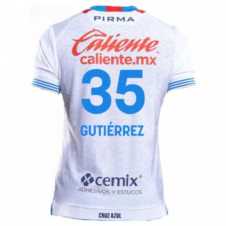 Kandiny Gyermek Luis Gutiérrez #35 Fehér Kék Idegenbeli Jersey 2024/25 Mez Póló Ing