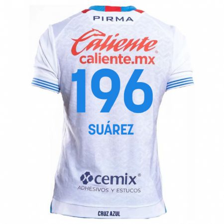 Kandiny Gyermek Javier Suárez #196 Fehér Kék Idegenbeli Jersey 2024/25 Mez Póló Ing