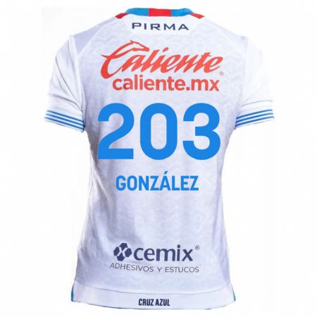 Kandiny Gyermek Rogelio González #203 Fehér Kék Idegenbeli Jersey 2024/25 Mez Póló Ing