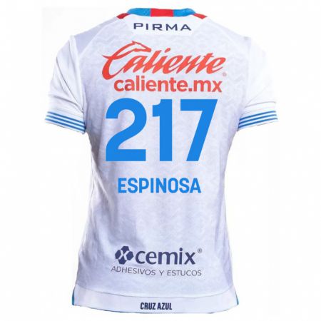 Kandiny Gyermek Samuel Espinosa #217 Fehér Kék Idegenbeli Jersey 2024/25 Mez Póló Ing