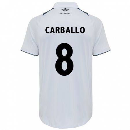 Kandiny Gyermek Felipe Carballo #8 Fehér Kék Idegenbeli Jersey 2024/25 Mez Póló Ing