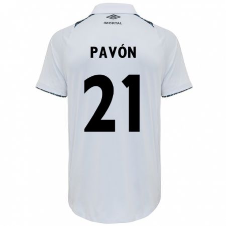 Kandiny Gyermek Cristian Pavón #21 Fehér Kék Idegenbeli Jersey 2024/25 Mez Póló Ing