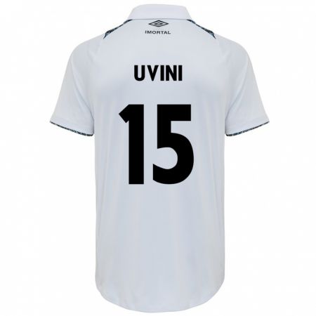 Kandiny Gyermek Bruno Uvini #15 Fehér Kék Idegenbeli Jersey 2024/25 Mez Póló Ing