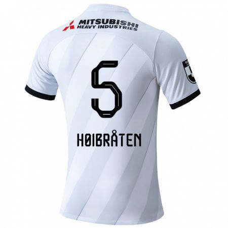 Kandiny Gyermek Marius Høibråten #5 Fehér Szürke Idegenbeli Jersey 2024/25 Mez Póló Ing