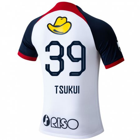 Kandiny Gyermek Keisuke Tsukui #39 Fehér Kék Piros Idegenbeli Jersey 2024/25 Mez Póló Ing