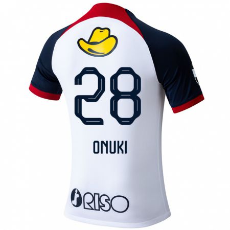 Kandiny Gyermek Rui Onuki #28 Fehér Kék Piros Idegenbeli Jersey 2024/25 Mez Póló Ing